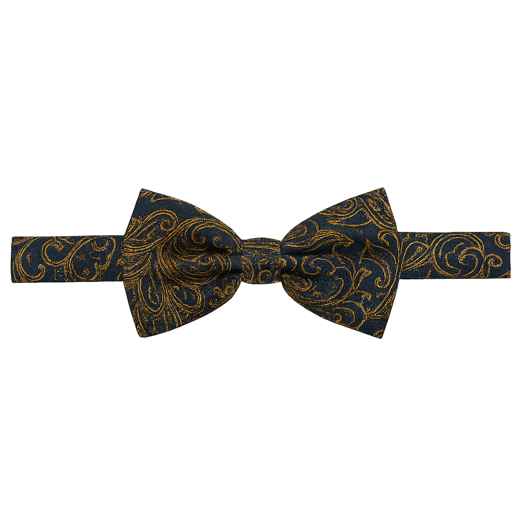 Marineblaue Fliege mit Goldmuster