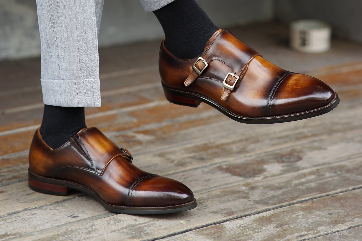Double Monkstrap Schuhe Braun