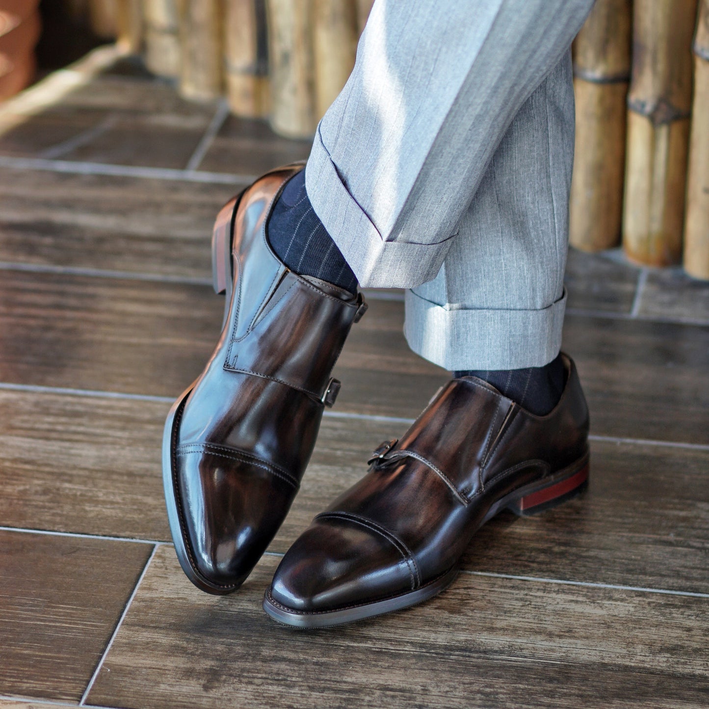 Double Monkstrap Schuhe Coffee