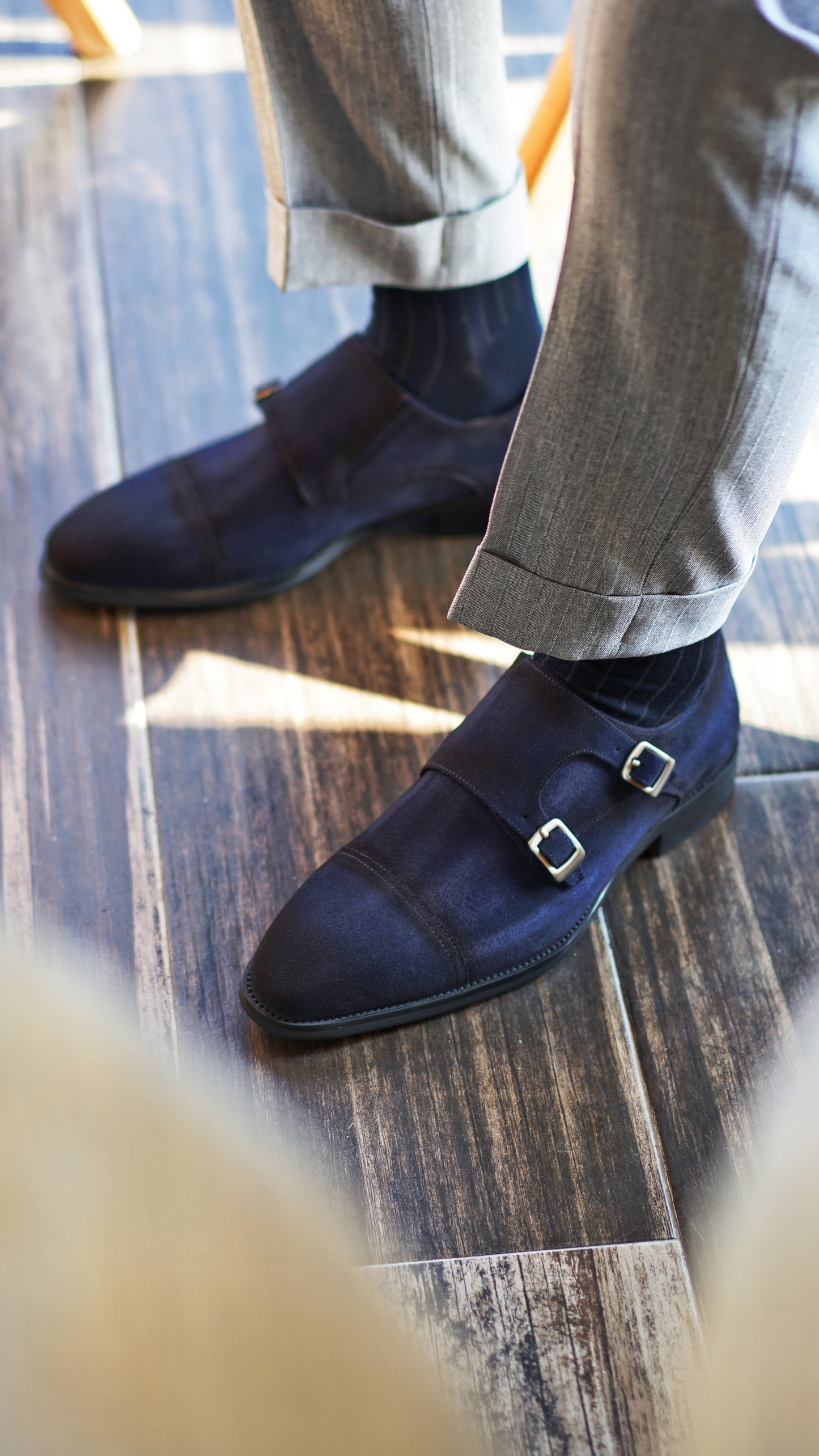 Double Monkstrap Schuhe Blau