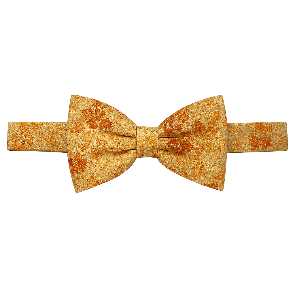 Golden bow tie with flowers